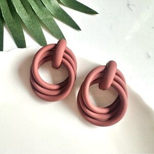 2/$30🌵 Monochrome Terra Cotta Spiral Earrings Circular Geo Gift Boho Studs NEW